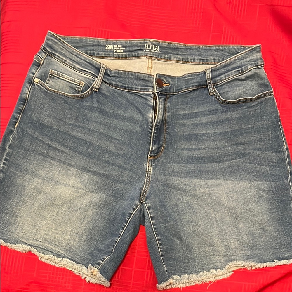 a.n.a Blue Jean Shorts Distressed Mid-Thigh